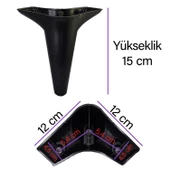 8 Adet Zelve 15 cm Siyah Lüx Mobilya Kanepe Sehpa Ünite Koltuk Ayağı Baza Ayak thumbnail 3