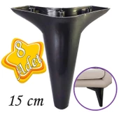 8 Adet Zelve 15 cm Siyah Lüx Mobilya Kanepe Sehpa Ünite Koltuk Ayağı Baza Ayak thumbnail 1