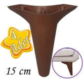 4 Adet Zelve 15 cm Ceviz Ahşap Desenli Lüx Mobilya Kanepe Sehpa Ünite Koltuk Ayağı Baza Ayak - 1