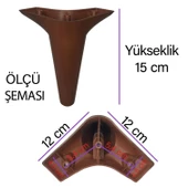 4 Adet Zelve 15 cm Ceviz Ahşap Desenli Lüx Mobilya Kanepe Sehpa Ünite Koltuk Ayağı Baza Ayak - 3
