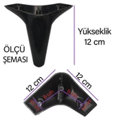 Zelve 12 cm Siyah Lüx Mobilya Kanepe Sehpa Ünite Koltuk Ayağı Baza Ayak - 3