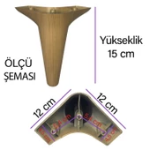 8 Adet Zelve 15 cm Açık Ceviz  Lüx Mobilya Kanepe Sehpa Ünite Koltuk Ayağı Baza Ayak thumbnail 3