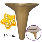 8 Adet Zelve 15 cm Açık Ceviz  Lüx Mobilya Kanepe Sehpa Ünite Koltuk Ayağı Baza Ayak thumbnail 1