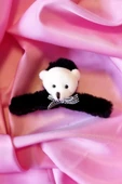 Ayıcıklı Siyah Peluş Toka - 1