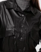 Morden Standart Kesim Deri Ceket - 7