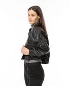 Morden Standart Kesim Deri Ceket - 3