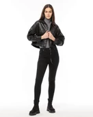 Morden Standart Kesim Deri Ceket - 1