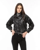 Morden Standart Kesim Deri Ceket - 5