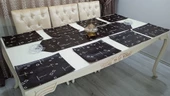 mandaş  yemekteyiz yemek seti boncuk işlemeli  9 prç desenli kahve - 4