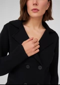 Peraluna Çelik Örgü Klasik Kesim Blazer Kadın Triko Ceket - Siyah - 5