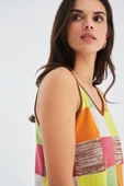 Peraluna BONJO DRESS Askılı Yazlık Kadın Triko Elbise - Çok Renkli - 5