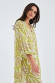 Peraluna AKIRA DRESS Bol Kesim 117 CM Mat Dokulu Yazlık Kadın Elbise - Fıstık/Lila - 5