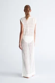 Peraluna PEARL DRESS Ajurlu Bisiklet Yaka Uzun Kadın Triko Elbise - Ekru - 7