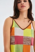 Peraluna BONJO DRESS Askılı Yazlık Kadın Triko Elbise - Çok Renkli - 3