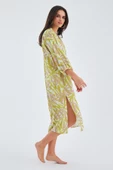 Peraluna AKIRA DRESS Bol Kesim 117 CM Mat Dokulu Yazlık Kadın Elbise - Fıstık/Lila - 8
