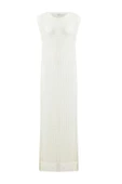 Peraluna PEARL DRESS Ajurlu Bisiklet Yaka Uzun Kadın Triko Elbise - Ekru - 8