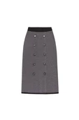 Styleboom X Peraluna CHESHIRE SKIRT Balıksırtı Desen Midi Boy Kadın Triko Etek - Siyah - 7