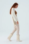 Peraluna LULU CARDIGAN Simli Kar Tanesi Desenli Uzun Kadın Triko Hırka - Ekru - 8