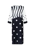 Peraluna POLKA DOT CAFTAN Puantiye Desen V Yaka Midi Boy Yırtmaçlı Kadın Kaftan - Siyah/Beyaz - 8