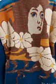Peraluna JOSEPHINE CARDIGAN V Yaka Jakarlı Geniş Kesim Organik Pamuk-Yün Karışım Kadın Triko Hırka - Multi - 6
