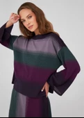 Peraluna Renk Geçişli Bisiklet Yaka Kadın Triko Kazak - Çok Renkli thumbnail 5