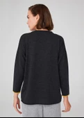 Peraluna Bol Kesim Bisiklet Yaka Üç Cepli Kadın Triko Kazak - Antrasit Melanj thumbnail 6