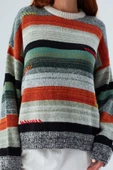 Peraluna CAMILA PULLOVER Bol Kesim El İşlemeli Kadın Triko Kazak - Multi - 4