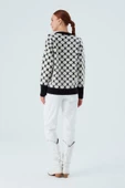 Peraluna DONNA PULLOVER Petek Desenli Kadın Triko Kazak - Siyah/Ekru - 8