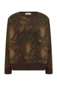 Peraluna FIORI PULLOVER Çiçek Desenli Crop Kadın Triko Kazak - Çok Renkli - 10