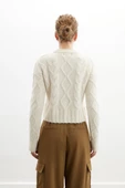 Peraluna ADELINE SWEATER Bisiklet Yaka Saç Örgü Kadın Triko Kazak - Ekru - 4
