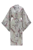 Peraluna BOLOSSOM KIMONO Çiçek Desenli 120 CM Saten Yazlık Kadın Kimono - Koyu Taş/Pembe - 7