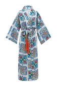 Peraluna RIA KİMONO Çini Desenli 127 CM Püskül Kemer Detaylı Saten Kadın Kimono - Çok Renkli - 9
