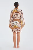 Peraluna SAHRA KIMONO Güneş Desenli 90 CM Şifon Yazlık Kadın Kimono - Kahve/Bej - 6