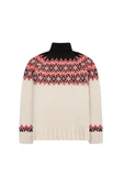 Styleboom X Peraluna COTSWOLD FAIR ISLE PULLOVER Balıkçı Yaka Baklava Desen Kazak Kadın Triko Kazak - Ekru Multi - 6
