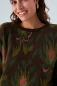 Peraluna FIORI PULLOVER Çiçek Desenli Crop Kadın Triko Kazak - Çok Renkli - 6