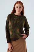 Peraluna FIORI PULLOVER Çiçek Desenli Crop Kadın Triko Kazak - Çok Renkli - 2