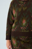 Peraluna FIORI PULLOVER Çiçek Desenli Crop Kadın Triko Kazak - Çok Renkli - 5