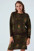 Peraluna FIORI PULLOVER Çiçek Desenli Crop Kadın Triko Kazak - Çok Renkli - 7