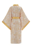 Peraluna SİTARA KIMONO Desenli 120 CM Saten Yazlık Kadın Kimono - Hardal/Ekru - 10