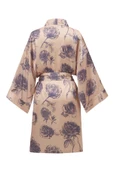 Peraluna ROSA KIMONO Gül Desenli Diz Hizası 90 CM Saten Kadın Kimono - Koyu Pudra/Mor - 10