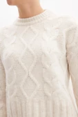 Peraluna ADELINE SWEATER Bisiklet Yaka Saç Örgü Kadın Triko Kazak - Ekru - 3