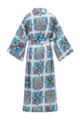 Peraluna RIA KİMONO Çini Desenli 127 CM Püskül Kemer Detaylı Saten Kadın Kimono - Çok Renkli - 10