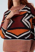 Peraluna KENDA PULLOVER Etnik Jakar Desenli Yünlü Krop Kadın Triko Kazak - Multi thumbnail 4