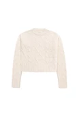 Peraluna ADELINE SWEATER Bisiklet Yaka Saç Örgü Kadın Triko Kazak - Ekru - 5