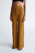 Peraluna VIOLA TROUSERS Ribana Örgü Bel Lastikli Kadın Triko Pantolon - Olive - 2