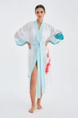 Peraluna LOTUS Balık Aplikeli Keten Karışımlı Diz Altı Kadın Kimono - Beyaz - 7