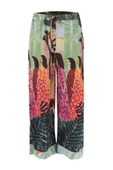 Peraluna SHUKO TROUSER Tropik Desenli Bol Kesim Saten Kadın Pantolon - Çok Renkli - 5