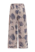 Peraluna ROSA TROUSER Gül Desenli Cepli Saten Kadın Pantolon - Koyu Pudra/Mor - 5