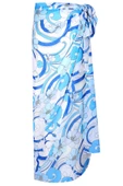 Peraluna AZUL PAREO Çiçekli Dalga Desen 140X140 CM Şifon Pareo & Eşarp - Mavi - 1
