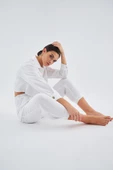 Peraluna SANDAL TROUSER Bol Kesim Yazlık Muslin Kadın Kısa Pantolon - Beyaz - 6